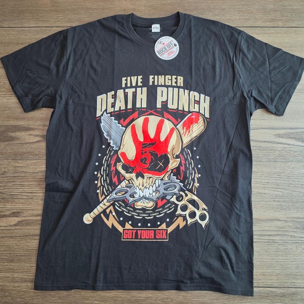 Five Finger Death Punch Got Your Six Black Graphic T-Shirt XXL Licensed